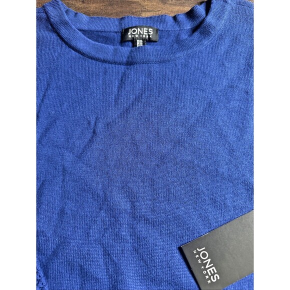 Jones New York Women's Solid-Color Mixed-Stitch Sweater Cozy Top Royal Blue XL - Picture 5 of 8